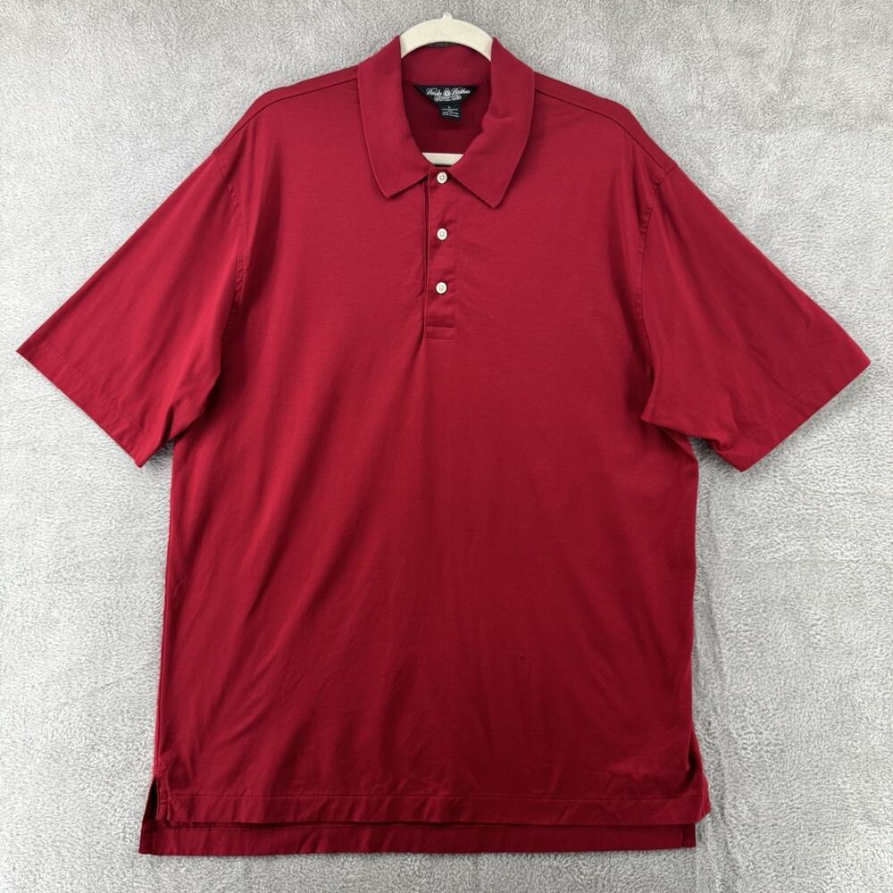 Brooks Brothers Shirt Mens L Red Polo 1/4 Button Country Club Short Sleeve Sport